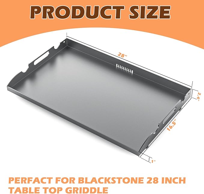 New Upgrade 28 Inch Griddle Replacement Top for Blackstone 28" Flat Top Grill 1803 1924 1883 1853, Gas Griddle Replacement Parts Top with Rear Grease System for Most Blackstone 28" Flat Top Grill