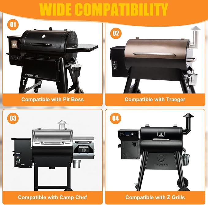 Adjustable Pellet Grill Smoke Stack Chimney, Cap, Gasket, 3.5-Inch Opening | Compatible with Pit Boss Traeger Camp Chef pellet grills, helps vent smoke and heat, replacement for worn exhaust parts