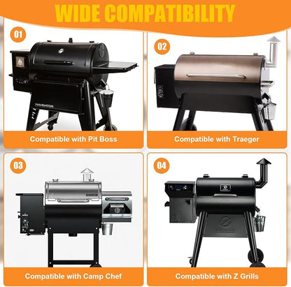Adjustable Pellet Grill Smoke Stack Chimney, Cap, Gasket, 3.5-Inch Opening | Compatible with Pit Boss Traeger Camp Chef pellet grills, helps vent smoke and heat, replacement for worn exhaust parts