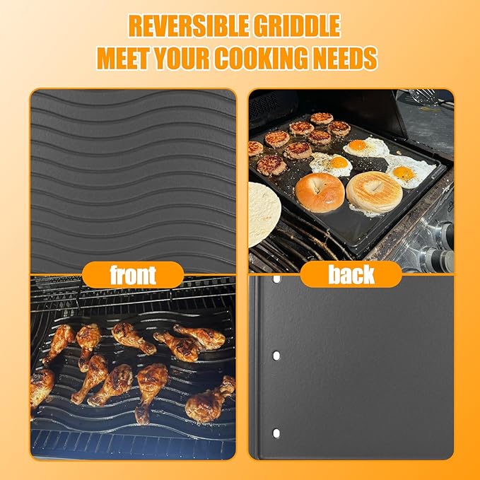 BBQ-PLUS 56425 Reversible Cooking Griddle Replacement Part for Napoleon Rogue 425 625 Cast Iron Grill Pan Plate Accessories for Rogue XT 625 XT 425 XT 425 SIB Se 425 RSIB Freestyle 425 Series