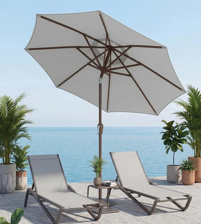 10FT Patio Umbrella, Outdoor Umbrella with Push Button Tilt and Crank, 8 Sturdy Ribs, UV Protection & Waterproof Market Umbrella for Pool, Backyard, Beach,Deck