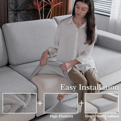 OHSIO Couch Cushion Covers for Sectional Sofa, Stretch Soft Sofa Slipcovers Washable Wear-Resistant Universal Furniture Protector for Living Room(1 Piece Armrest Cover, Light Gray)