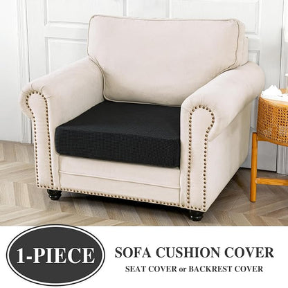 LA MEACK Couch Cushion Cover Seat Cushion Cover Stretch Armchair Cover Separate Sectional Sofa Slipcovers Furniture Protector(1 Piece for Seat or Sofa Backrest, Black)
