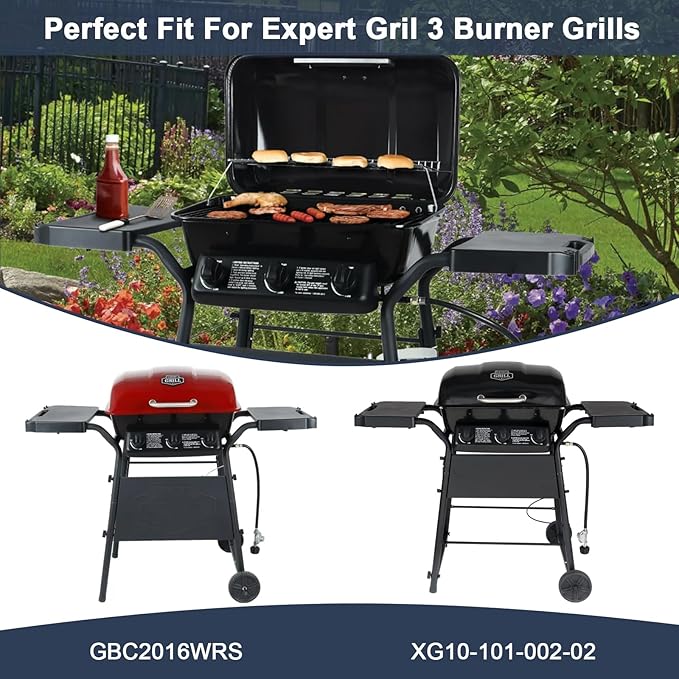 Criditpid Grill Replacement Parts for Expert Grill XG10-101-002-02 3 Burner Gas Grill, Grill Heat Plates Tents Shields and Burner Tubes Kit for 3 Burner Walmart Expert Grill Parts, 3-Pack