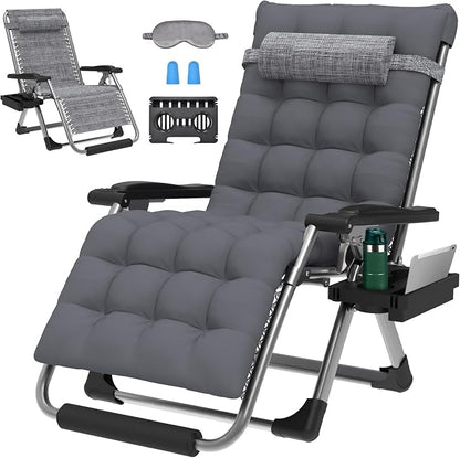 ZENPETIO 29In XL Zero Gravity Chair, 440LBS with Cushion | Anti Gravity Recliner Lounge Chair with Aluminum Alloy Lock & Footrest, 90-170° Adjustable, for Lawn Patio Indoor Outdoor
