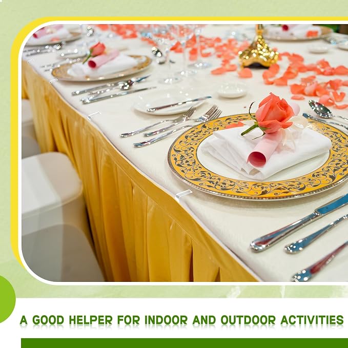 Yerliker 36 Pcs Clear Table Skirting Clips with Hook and Loop Plastic Tablecloth Clips for Meeting Party Indoor Outdoor Events