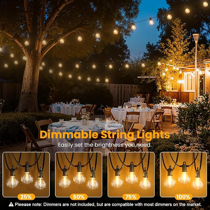 LED Outdoor String Lights, 240FT Patio Lights Outdoor Waterproof with 120+3 Shatterproof G40 Edison Globe Bulbs, 2700K Warm White Hanging Light, Dimmable Light for Outside Backyard Garden Bistro Porch