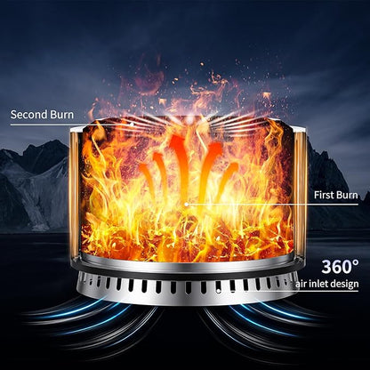 27 inch Smokeless Fire Pit with Waterproof Cover, Stainless Steel Outdoor Smokeless Firepit, Wood Burning Fire Pits for Camping, Bonfire,Low Smoke Firepit for Outside