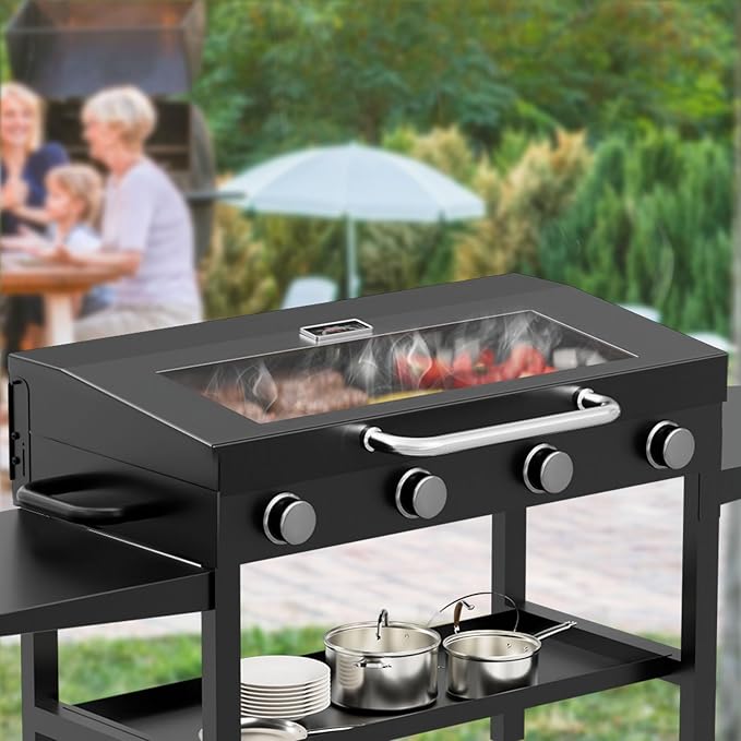 BBQ Future Upgrade Hinged Lid for Blackstone 36 inch Griddle, Clear View Grill Hard Cover for Blackstone 36" Griddle Omnivore 1554 1863 1825 1818 2177 Original Flat Top Griddle Hood