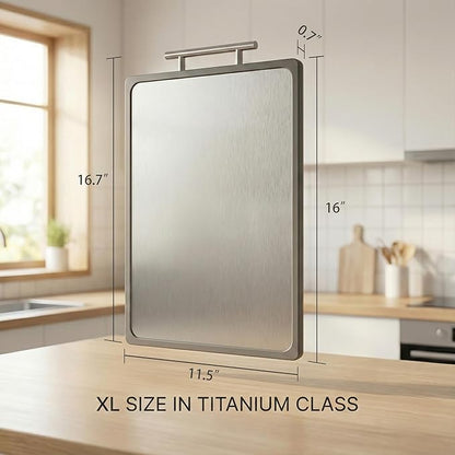 XL 16.7" Titanium Cutting Board - Double Sided for Meat & Veggie, Heavy Duty, Dishwasher Safe, Non-Toxic & Knife Friendly - Large Cutting Board for Kitchen, 1PC