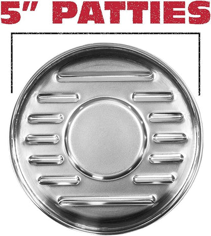 BBQ-Aid Porcelain Burger Press 5"- Round Burger Smasher for Grilling Evenly, Stuffed Burgers- Hamburger Press Patty Maker Perfect for Flat Top Griddle Grill Cooking, Stainless Steel Burger Press