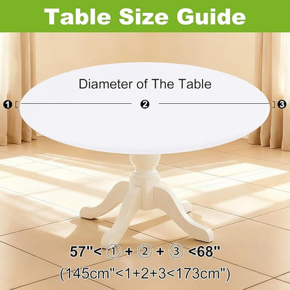 Smiry Round Spandex Tablecloth, Elastic Fitted Washable Tablecloths for 57"-68" Tables, Waterpoof Stretch Picnic Table Cover for Dining, Indoor and Outdoor, White