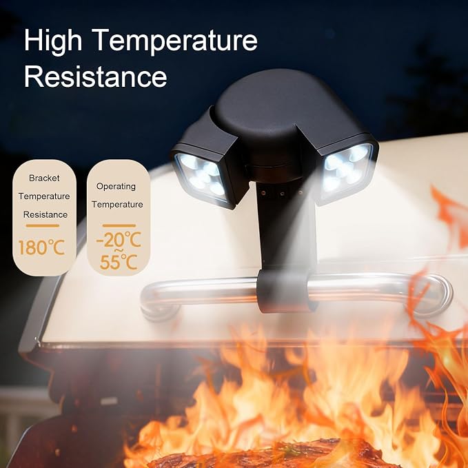 Fafeicy LED BBQ Light 360 Degree Rotatable Grill Handle Attachable Spotlight with 10 F5 Chips and Touch Switch for Outdoor Barbecue Camping Lighting