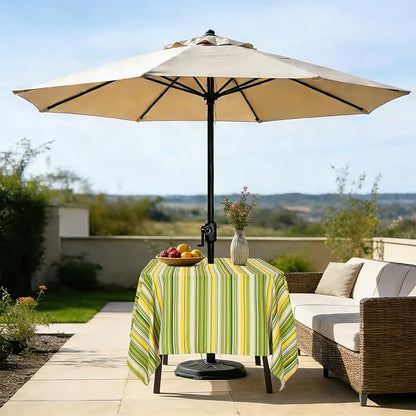 SquarePie Outdoor Tablecloth Rectangle with Umbrella Hole and Zipper Waterproof Stain Resistant Table Linen Cloth for Patio Picnic Camping BBQS Garden Party, 52x70 Green Stripe