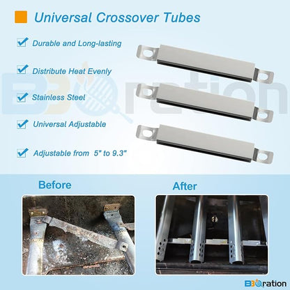 3-Pack Universal Adjustable Crossover Tubes for Charbroil | Carryover Tubes for Charbroil Kenmore and Others Most Gas Grill