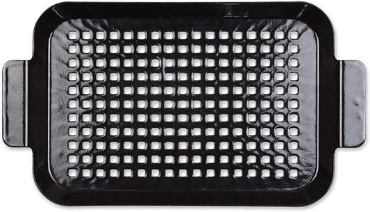 RSVP International Porcelain Coated Steel BBQ Grill Tray/Pan, Outdoor Barbeque Grilling Accessories for Cooking Fish & Vegetables, Dishwasher Safe, Small, 13x7.25"