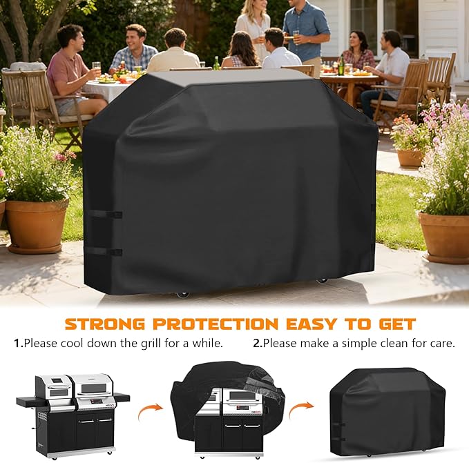 Outdoor Heavy Duty Waterproof Grill Cover for Nexgrill Neevo 720 Plus Propane Gas Digital Smart Grill with Air Fryer,BBQ Grill Cover for Tytus Fresno 5 Burner Island 69 inch Grill Cover Accessories