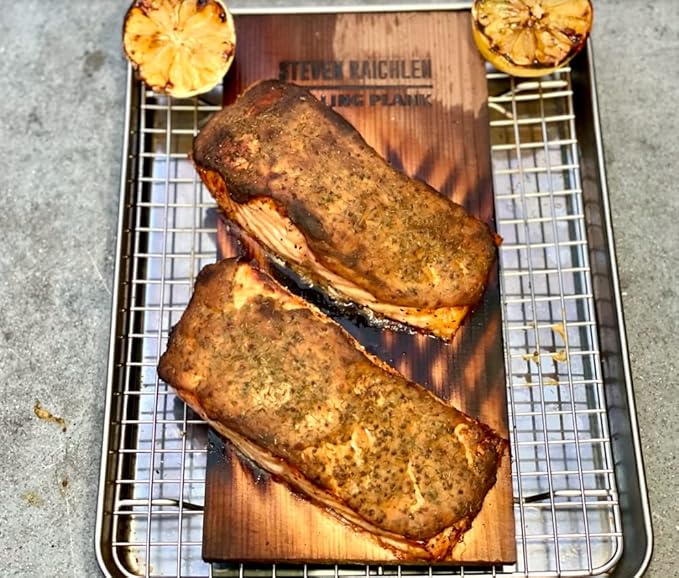 Camerons Steven Raichlen Cedar Grilling Planks - 2 Pack (5.5"x11.5") - Premium Natural Wood - Easily Infuse Smoky Flavor into BBQ Salmon, Fish, Meat, Veggies & More- Sourced in USA- Grilling Gift Idea
