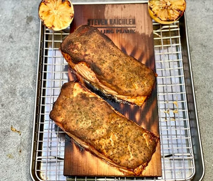 Camerons Steven Raichlen Cedar Grilling Planks - 2 Pack (5.5"x11.5") - Premium Natural Wood - Easily Infuse Smoky Flavor into BBQ Salmon, Fish, Meat, Veggies & More- Sourced in USA- Grilling Gift Idea