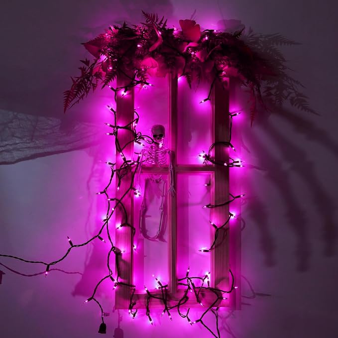 Toodour Purple Halloween Lights, 12.5ft 50 Count Incandescent String Lights | UL Certified Connectable Mini Bulbs Purple Lights for Home, Garden, Porch, Yard, Patio, Party, Indoor Halloween Decoration
