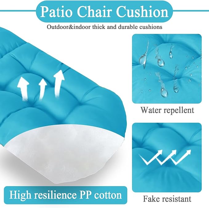Adirondack Chair Cushion, Outdoor Patio Furniture Seat Pad, Waterproof | Waterproof cover with straps, PP cotton, high back thick seat pad for adirondack rocking chair indoor outdoor porch 44x19x4