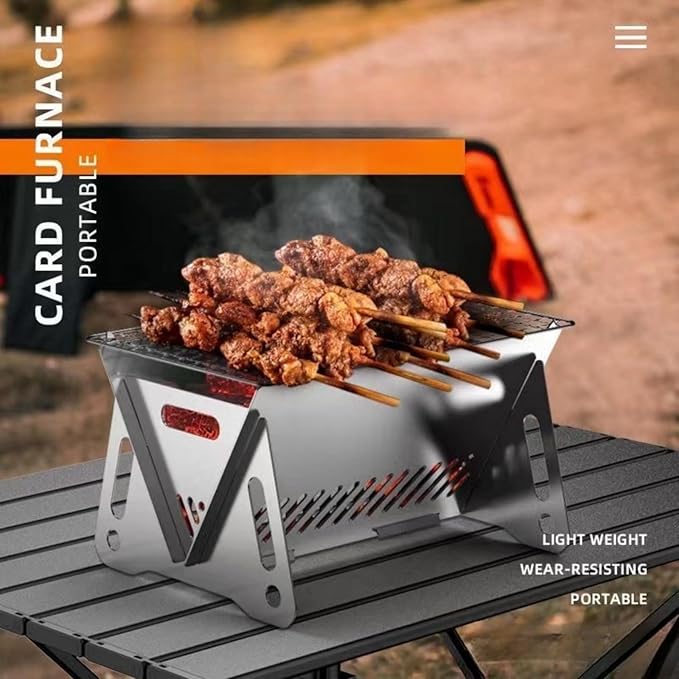 Mini BBQ Grill, Portable Charcoal Grill, Small Barbecue Grill suitable for1-2 people Camping Patio Outdoor, Table Top Folding Grills, Roast Stove for Beach, Backpacking, Hiking, Traveling