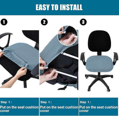 Smiry Office Computer Chair Seat Covers for Desk, Anti-dust Protector | Stretch Jacquard Removable Washable Desk Chair Seat Cushion Protectors, Airy Blue