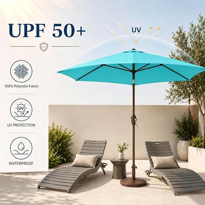 7.5ft Patio Umbrella, Outdoor Table Market Umbrella with Smooth Crank Lift, 6 Windproof Fiberglass Ribs, UPF50+ UV Protection for Deck, Pool, Garden and Backyard