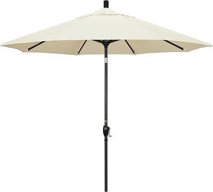 California Umbrella GSPT908302-5453 9' Round Aluminum Market, Crank Lift, Push Button Tilt, Black Pole, Sunbrella Canvas
