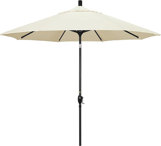California Umbrella GSPT908302-5453 9' Round Aluminum Market, Crank Lift, Push Button Tilt, Black Pole, Sunbrella Canvas