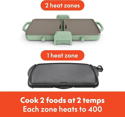 bella 10"x20" Fold and Store Griddle, Non-Toxic, Ceramic Coating, Seaglass