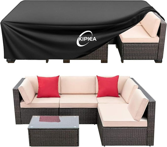 Kipiea Outdoor Furniture Covers Waterproof, 420D Heavy-Duty Patio Furniture Set Covers, No Tears Anti UV No Fading (74" L×74" W×28" H)