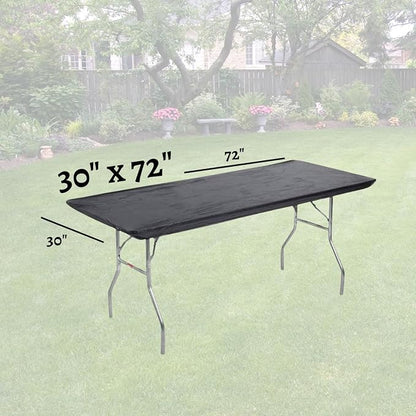 6' Rectangular Plastic Table Covers 30" x 72", Bundle of 10 (Black)
