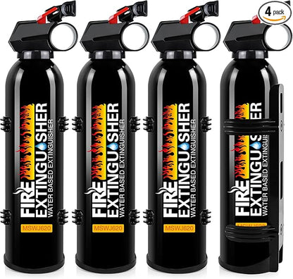 Fire Extinguishers with Mount Bracket - 4 Packs Small Portable Fire Extinguisher for Home, Kitchen, Car, Boat, RV, Vehicle - 620ml Water-Based Fire Extinguisher for Class A, B, C, K Fire