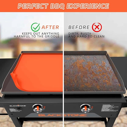 28 Inch Griddle Cover Mat for Blackstone, All-Season Protection Against Dirt & Rust, Food Grade Silicone Grill Mat (Orange)