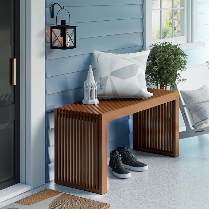 APRTAT Bamboo Dining Bench 35-Inch Indoor Wood Shoe Rack Bench for Entryway | Easy Assemble, Sturdy & Durable,Slatted Design,Versatile Everyday Seating,Living Room Hallway Bedroom Bathroom