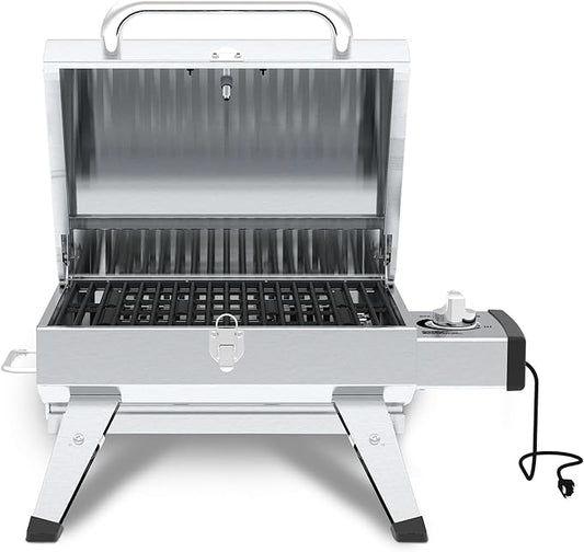 GrillPro 201119 GrillPro Table Top Portable Electric Grill in Stainless Steel