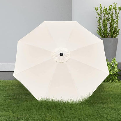 YSSOA 2 Pack 9' Patio Umbrella Outdoor Table Market Yard Umbrella with 8 Sturdy Ribs, Beige