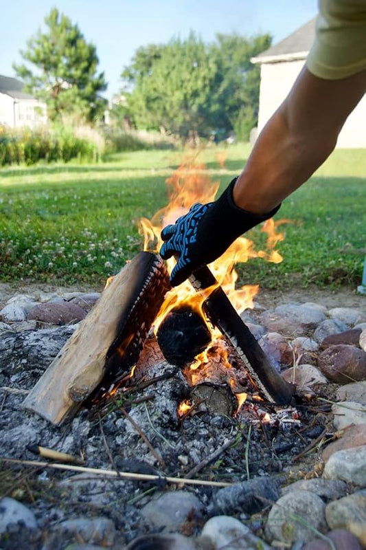 BBQ Grill Gloves Heat Resistant,1472 F High Temp Resistance Fireproof Comfort Long Non-Slip Ove Mitts Mittens Kitchen Gift for Cooking Baking Frying Grilling