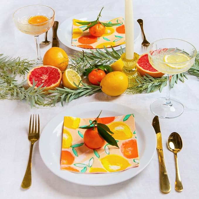 Talking Tables 20 x Citrus Fruit Napkins for Summer Parties, BBQ, Picnic, Decoupage | Lemon & Orange Disposable Serviettes | Party Tableware 13" x 13"