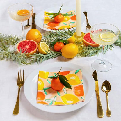 Talking Tables 20 x Citrus Fruit Napkins for Summer Parties, BBQ, Picnic, Decoupage | Lemon & Orange Disposable Serviettes | Party Tableware 13" x 13"