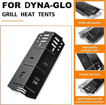 Grill Replacement Parts for Dyna Glo DGH373CRP-D,DGF371CRP-D | 15.4" Stainless Steel Grill Burner, Porcelain Enameled Steel Heat Plates & Cast Iron Cooking for Dyna Glo 3 Burner