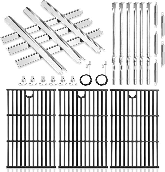 Criditpid Grill Replacement Parts for Charbroil 463229521 463229021 463228622 463259223 463284422, G426-0005-W1 Grill Grates, Heat Plates, Burners and Igniter for Charbroil Performance 6 Burner Grill