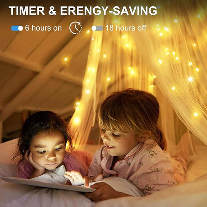 4 Pack Battery Fairy Lights 16.4 Ft 50 LED Christmas Timer Fairy Light | Waterproof Silver Wire Battery Twinkle Lights with Auto Timer 8 Modes for Xmas Wreath Decor, Warm White