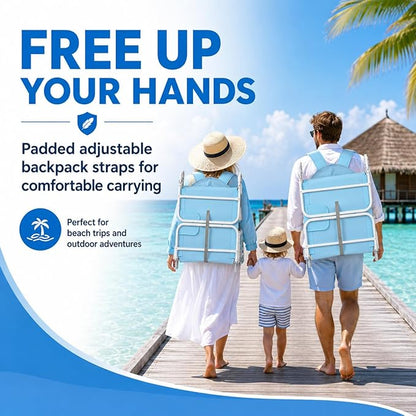Backpack Beach Tanning Lounge Chair with Canopy Shade Face Hole Padded Adjustable Washable, 6 Position Layout Chair for Outside Sunbathing Poolside Lawn, UPF 50+ Wind-Resistant Sun Shade, 2Pack