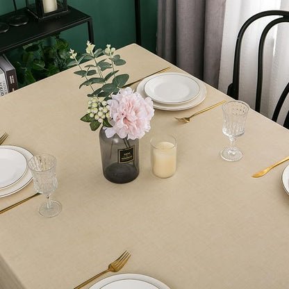 LIBERECOO Vinyl Tablecloth with Flannel Backing, Champagne, Waterproof, Stain-Resistant, Easy-Clean Table Cover for Dining, Kitchen, and Outdoor Use, 60" x 84" Rectangle
