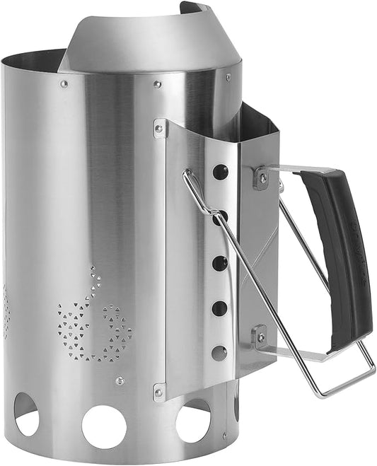 onlyfire Heavy Duty Deluxe BBQ Chimney Starter, Stainless Steel Charcoal Chimney Starter for Charcoal Grills Barbecue Fire Starter with Heat Shield & Stay-Cool Handle Easy to Use Grill Tool