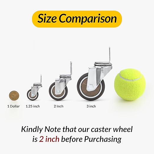HOLKIE 2 Inch Side Mount Casters Set of 4 Supporting Up to 250 LBS Heavy Duty Furniture Wheels with Thickened L-Shaped Mounting Plate Ideal for Coffe Tables、Plant Stands、Cribs（2 with Brakes）