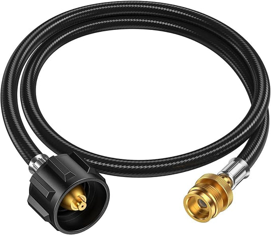 4ft Propane Hose Adapter 1lb to 20lb，Propane Adapter 20lb to 1lb Converter, Propane Tank Adapter Hose 20 lb to 1 lb for Weber Q Grill/Coleman Stove/Blackstone Griddle/Buddy Heater/Weber Traveler
