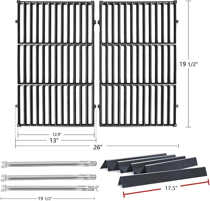 Hongso Replacement Parts for Weber Genesis 300 Series E310 S310 EP310 E320 EP320 E330 S330 EP330 Gas Grills (Front Mounted Controls), 7524 7528 Grill Grates, 62752 Burner Tubes, 7621 Flavorizer Bars